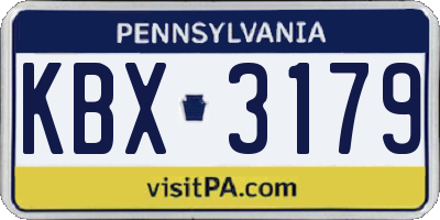 PA license plate KBX3179