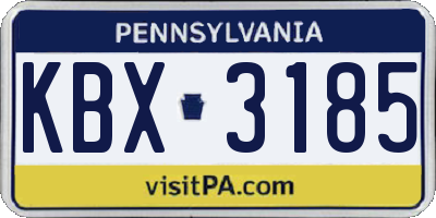 PA license plate KBX3185