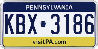 PA license plate KBX3186