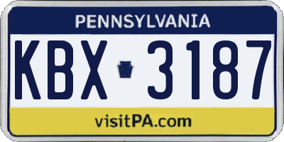 PA license plate KBX3187