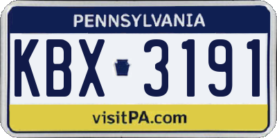 PA license plate KBX3191
