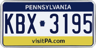 PA license plate KBX3195
