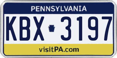 PA license plate KBX3197