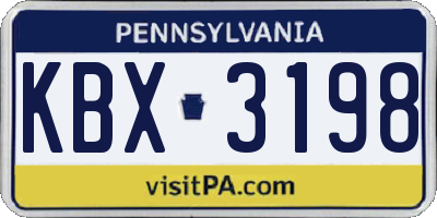 PA license plate KBX3198
