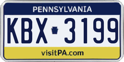 PA license plate KBX3199