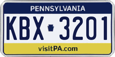 PA license plate KBX3201