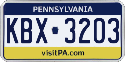 PA license plate KBX3203
