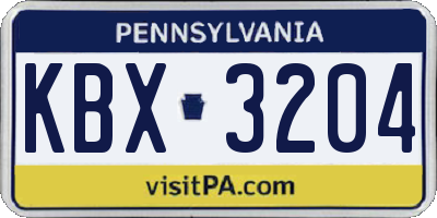 PA license plate KBX3204