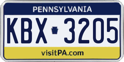 PA license plate KBX3205