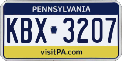 PA license plate KBX3207