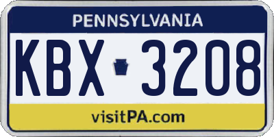 PA license plate KBX3208