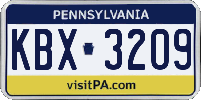 PA license plate KBX3209