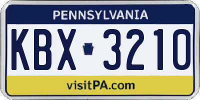 PA license plate KBX3210