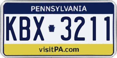 PA license plate KBX3211