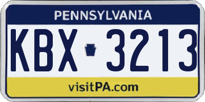 PA license plate KBX3213