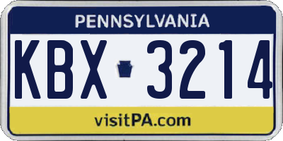 PA license plate KBX3214