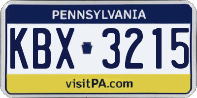 PA license plate KBX3215