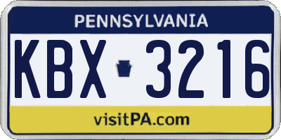 PA license plate KBX3216