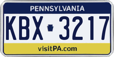 PA license plate KBX3217