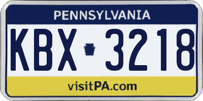 PA license plate KBX3218
