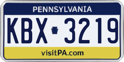 PA license plate KBX3219