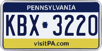PA license plate KBX3220