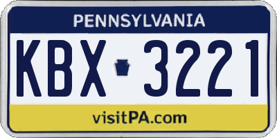 PA license plate KBX3221
