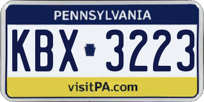 PA license plate KBX3223