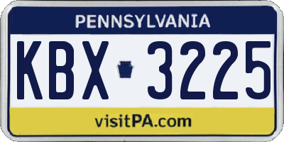 PA license plate KBX3225