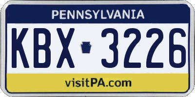 PA license plate KBX3226