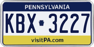 PA license plate KBX3227