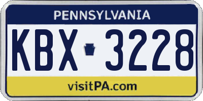 PA license plate KBX3228