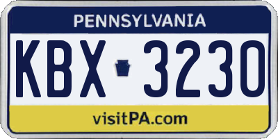 PA license plate KBX3230