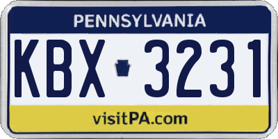 PA license plate KBX3231
