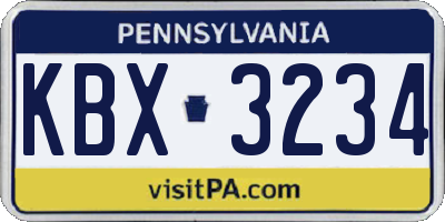 PA license plate KBX3234
