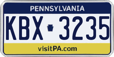 PA license plate KBX3235