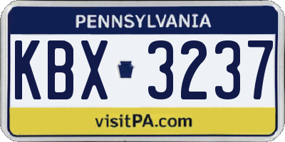 PA license plate KBX3237