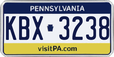 PA license plate KBX3238