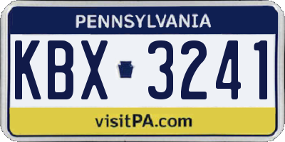 PA license plate KBX3241