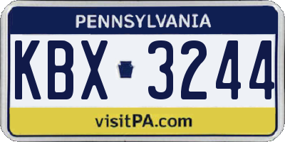 PA license plate KBX3244