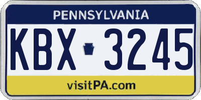 PA license plate KBX3245
