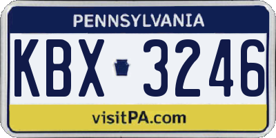 PA license plate KBX3246