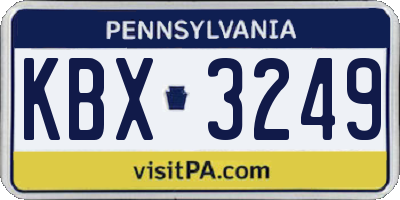 PA license plate KBX3249