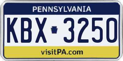 PA license plate KBX3250
