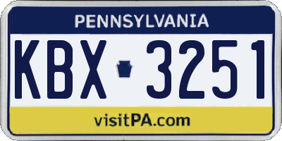 PA license plate KBX3251