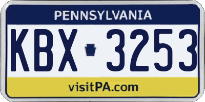 PA license plate KBX3253