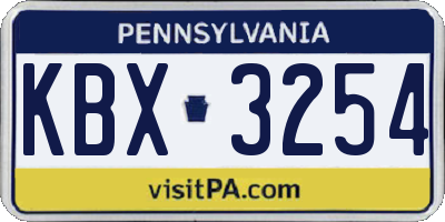 PA license plate KBX3254