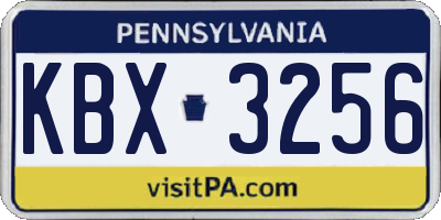 PA license plate KBX3256