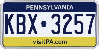 PA license plate KBX3257