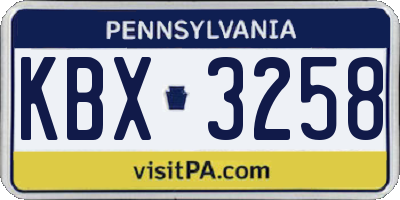 PA license plate KBX3258
